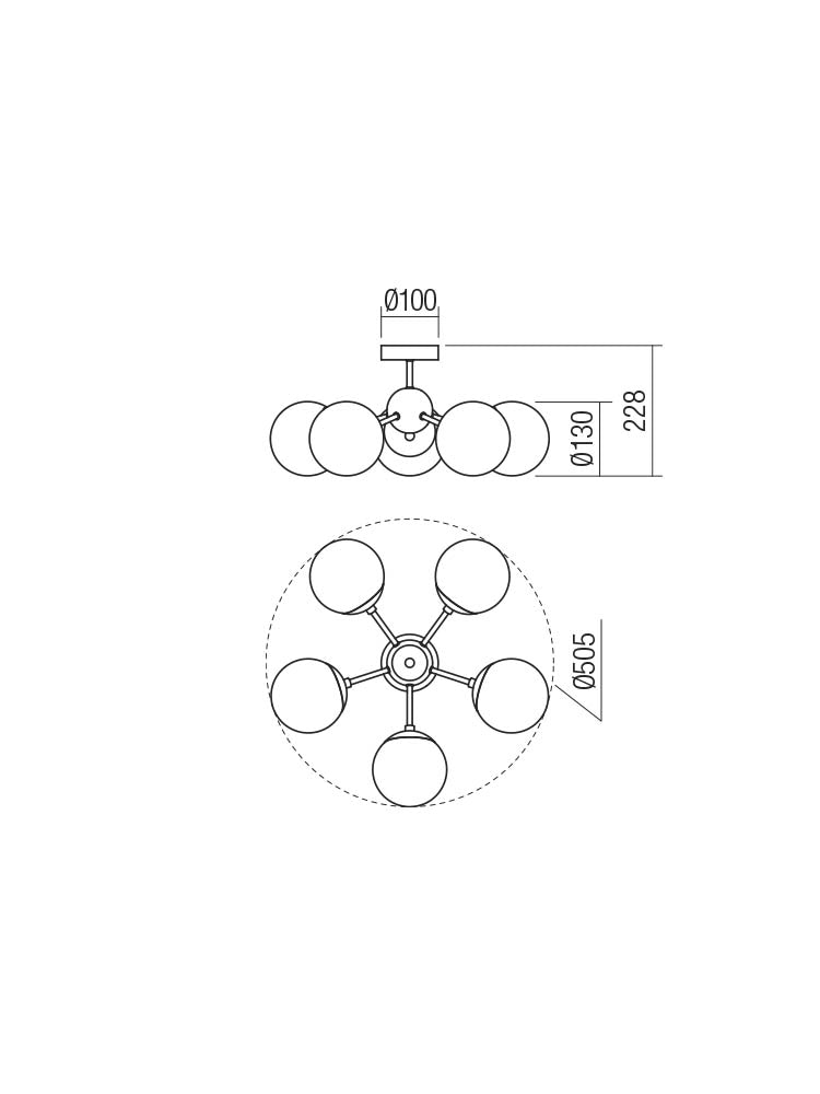 Plafoniera Semia, negru mat, 5XE14, IP20, Smarter, 01-2177