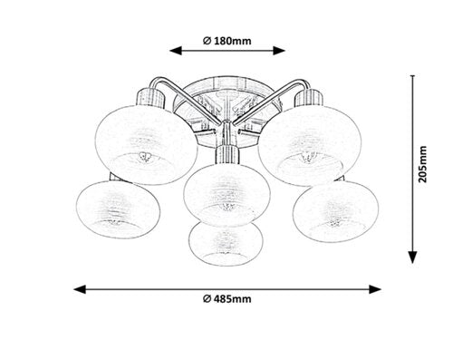 Plafoniera Sorina, alama antica, 6xE14, IP20, Rabalux, 3918