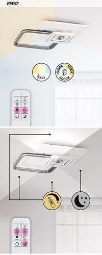 Plafoniera LED Stregobor, gri, 48W, 2950lm, 3000K/4000K/6000K, IP20, Rabalux, 2937