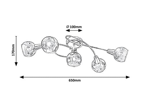 Plafoniera Tamara, crom, 5xE14, IP20, Rabalux, 5349