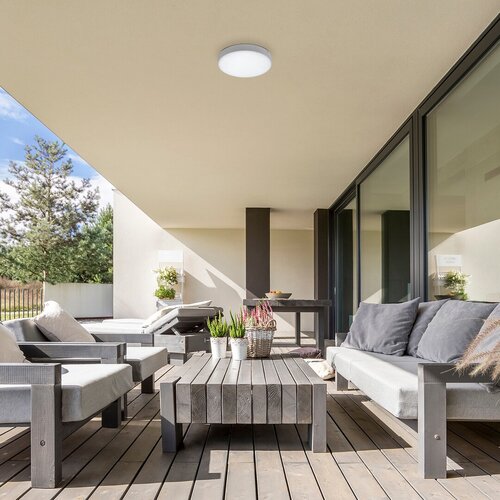 Plafoniera LED exterior Tartu, alb mat, 24W, 2500lm, 2800K-6000K, D.30cm, IP44, Rabalux, 7894