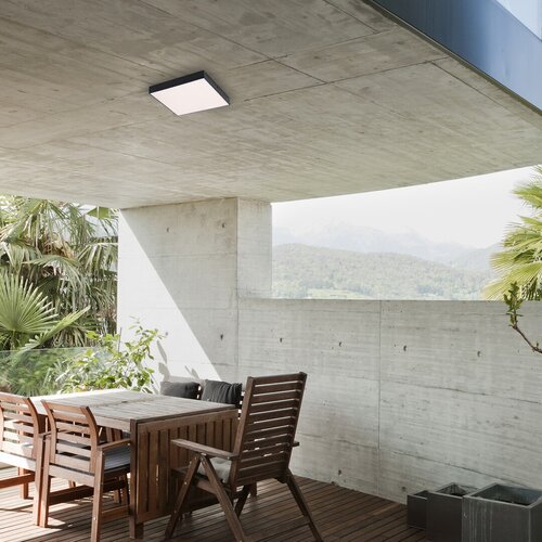 Plafoniera LED exterior Tartu, negru mat, 24W, 2500lm, 2800K-6000K, D.30cm, IP44, Rabalux, 7900