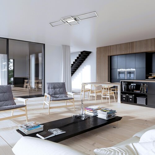 Plafoniera LED Thabita, crom satin, 54W, 4200lm, 3000-6500K, IP20, Rabalux, 6869