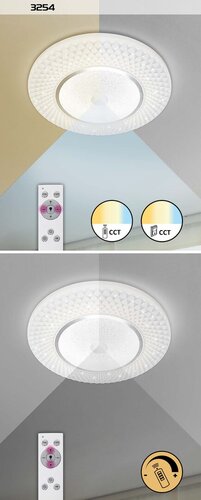 Plafoniera LED Tornado, crom, 72W, 5470lm, 3000-6500K, IP20, Rabalux, 3254
