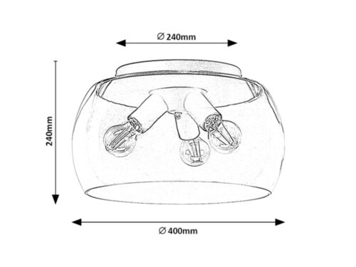 Plafoniera Ursula, negru, 3xE27, IP20, Rabalux, 3189