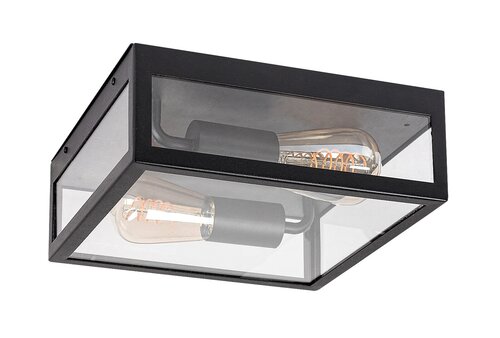 Plafoniera exterior Zaton, negru mat, 2XE27, D.28cm, IP23, Rabalux, 7070