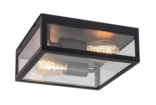 Plafoniera exterior Zaton, negru mat, 2XE27, D.28cm, IP23, Rabalux, 7070