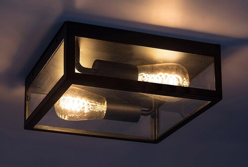 Plafoniera exterior Zaton, negru mat, 2XE27, D.28cm, IP23, Rabalux, 7070