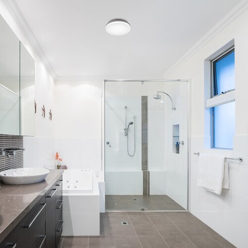 Plafoniera LED exterior cu senzor Zenon, alb, 18W, 1800lm, 3000K,4000K,6000K, D.22cm, IP54, Rabalux, 2699