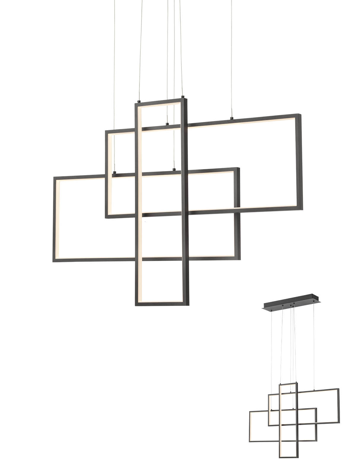 Lustra Plana, negru mat, LED 60W, 3000K, 3900 lm, Smarter 01-2315