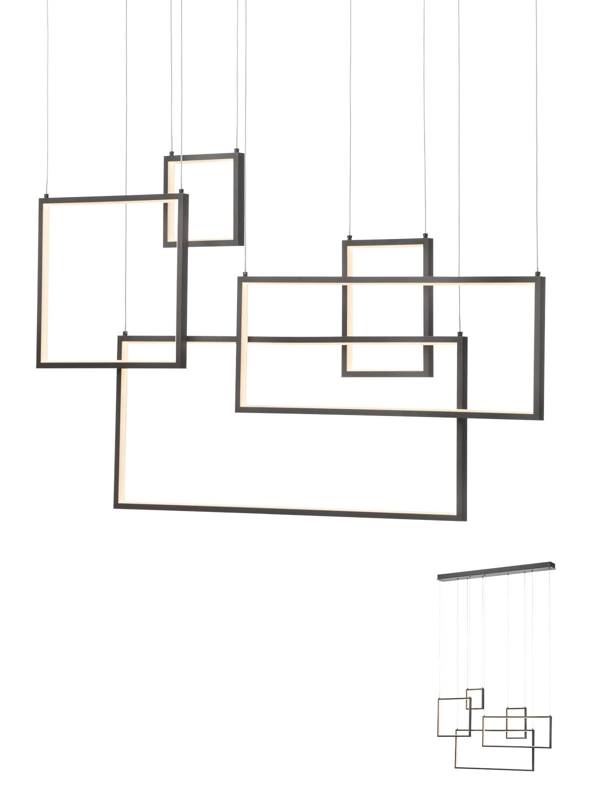 Lustra Plana, negru mat, LED 80W, 3000K, 5360 lm, Smarter 01-2318