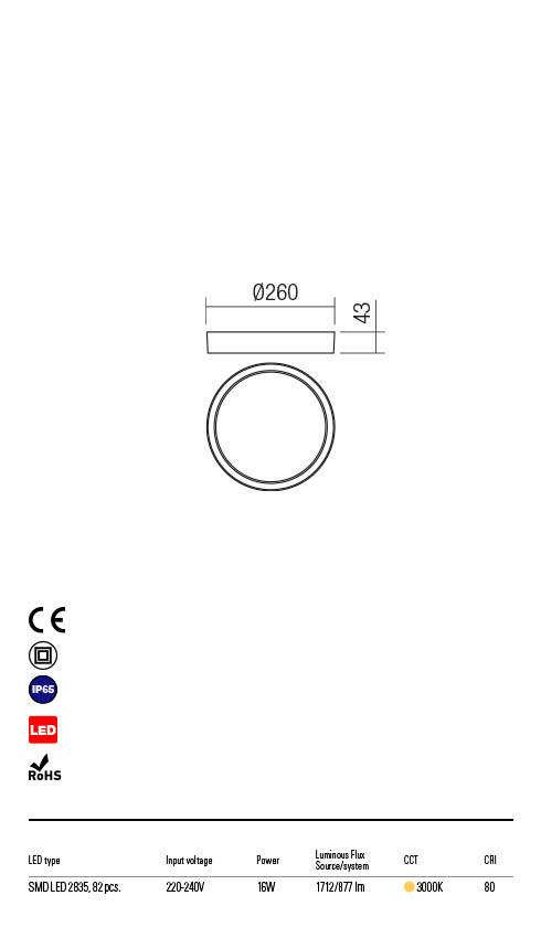 Plafoniera exterior LED Ponza, gri, 16W, 1712lm, 3000K, IP65, Redo, 90155