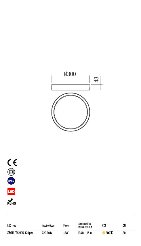 Plafoniera exterior LED Ponza, gri, 18W, 1944lm, 3000K, IP65, Redo, 90156