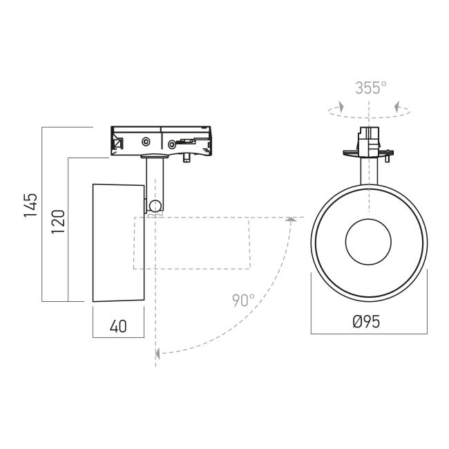 Proiector orientabil SX04NW MBK, Negru mat, 1x7W, 4000K, Arelux