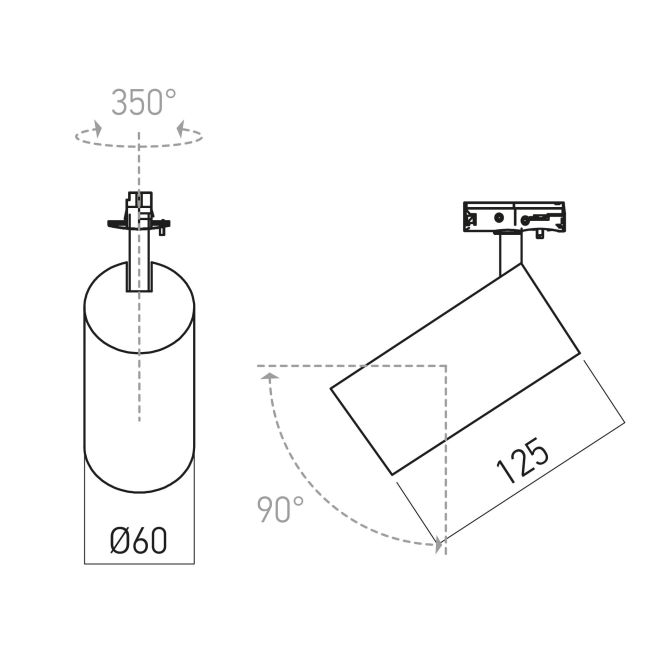 Proiector orientabil TL01NW MBK, Negru mat, 1x7W, 4000K, Arelux