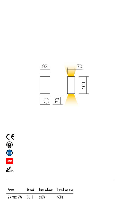 Aplica exterior Punta, gri inchis, 2 x GU10, IP44, Redo, 90152