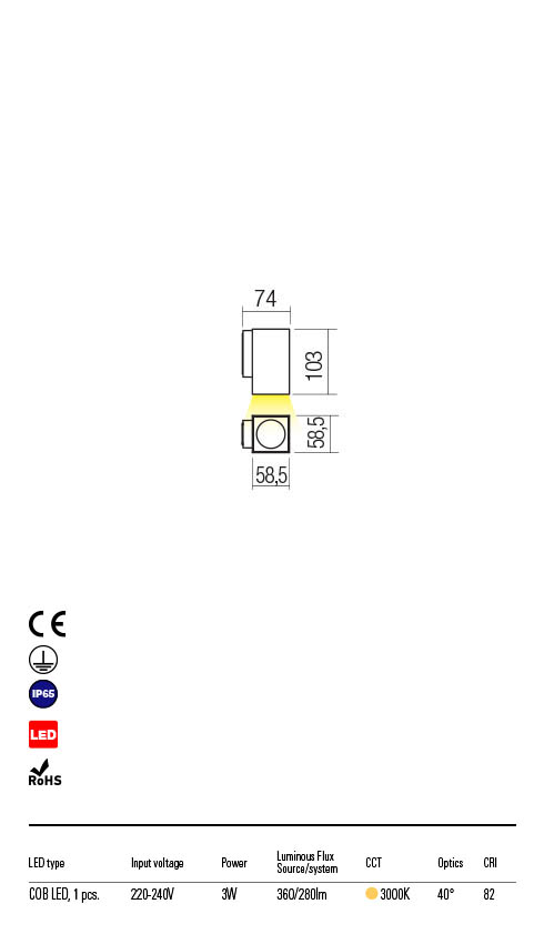 Aplica LED exterior Quad, gri inchis, 3W, 360lm, 3000K, IP65, Redo, 90085