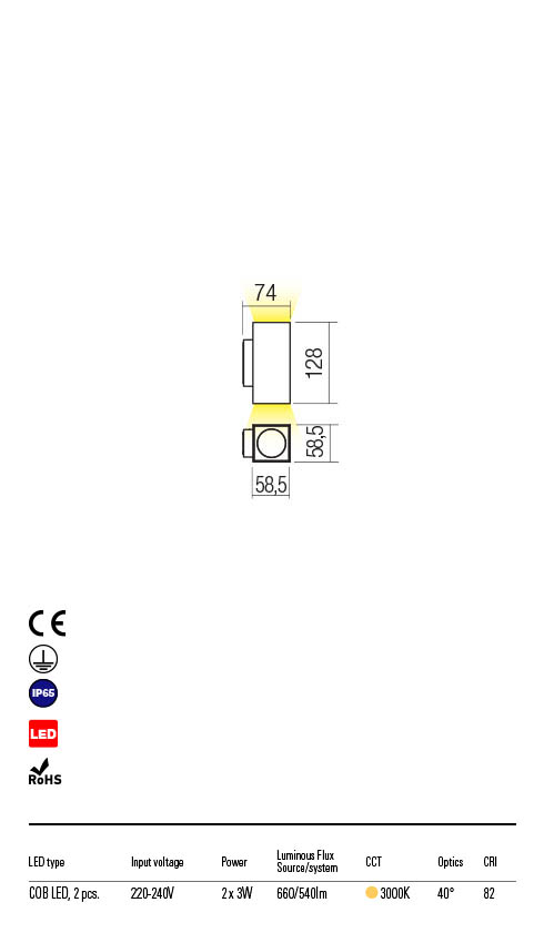 Aplica LED exterior Quad, maro inchis, 6W, 660lm, 3000K, IP65, Redo, 90089