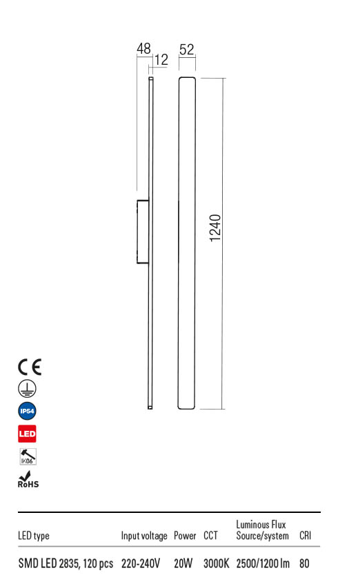 Aplica LED exterior Reflexa, alb mat, 20W, 2500lm, 3000K, IP54, Redo, 90430
