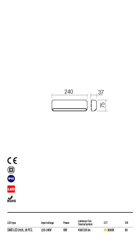 Aplica LED exterior Sapo, alb mat, 5W, 450lm, 3000K, IP65, Redo, 90071