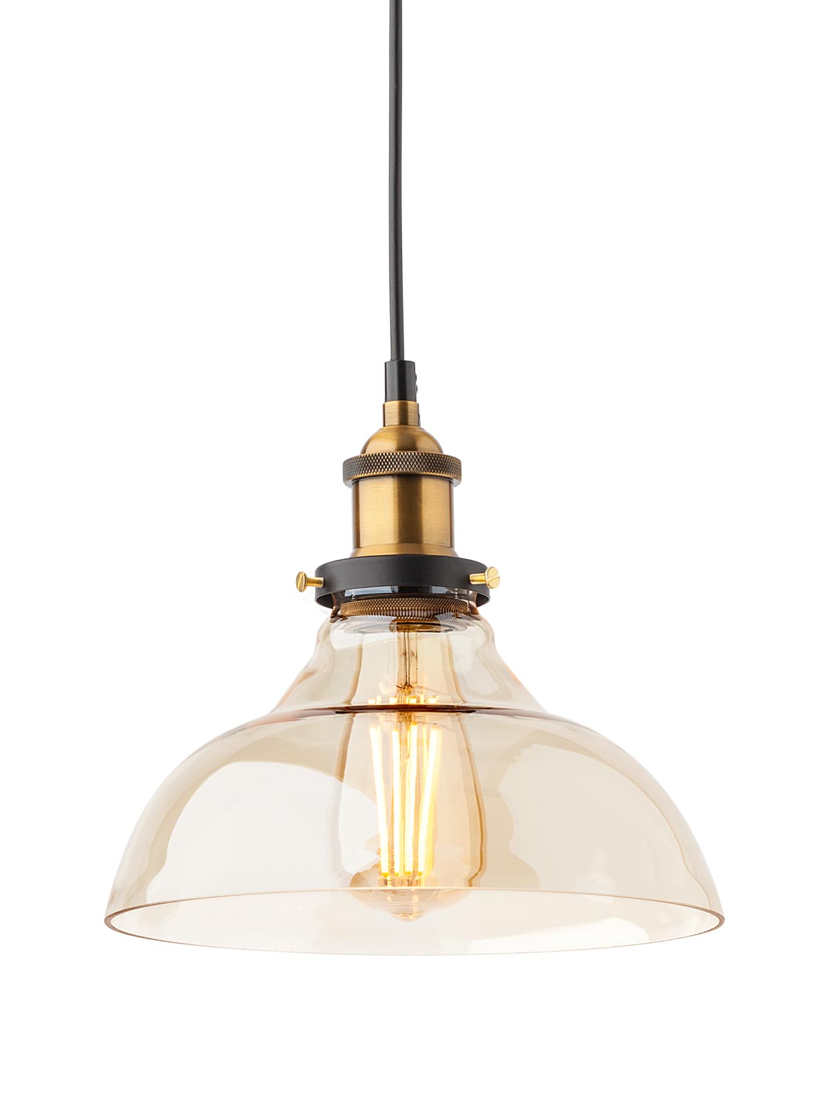 Lustra suspendata Saville, negru mat cu detalii bronz antichizat, 1XE27, Smarter 01-1002