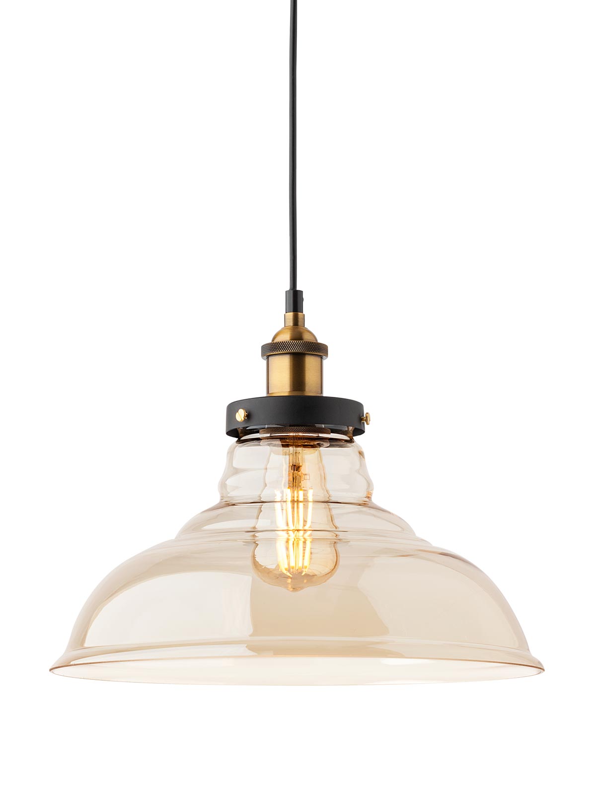 Lustra suspendata Saville, negru mat cu detalii bronz antichizat, 1XE27, Smarter 01-1003