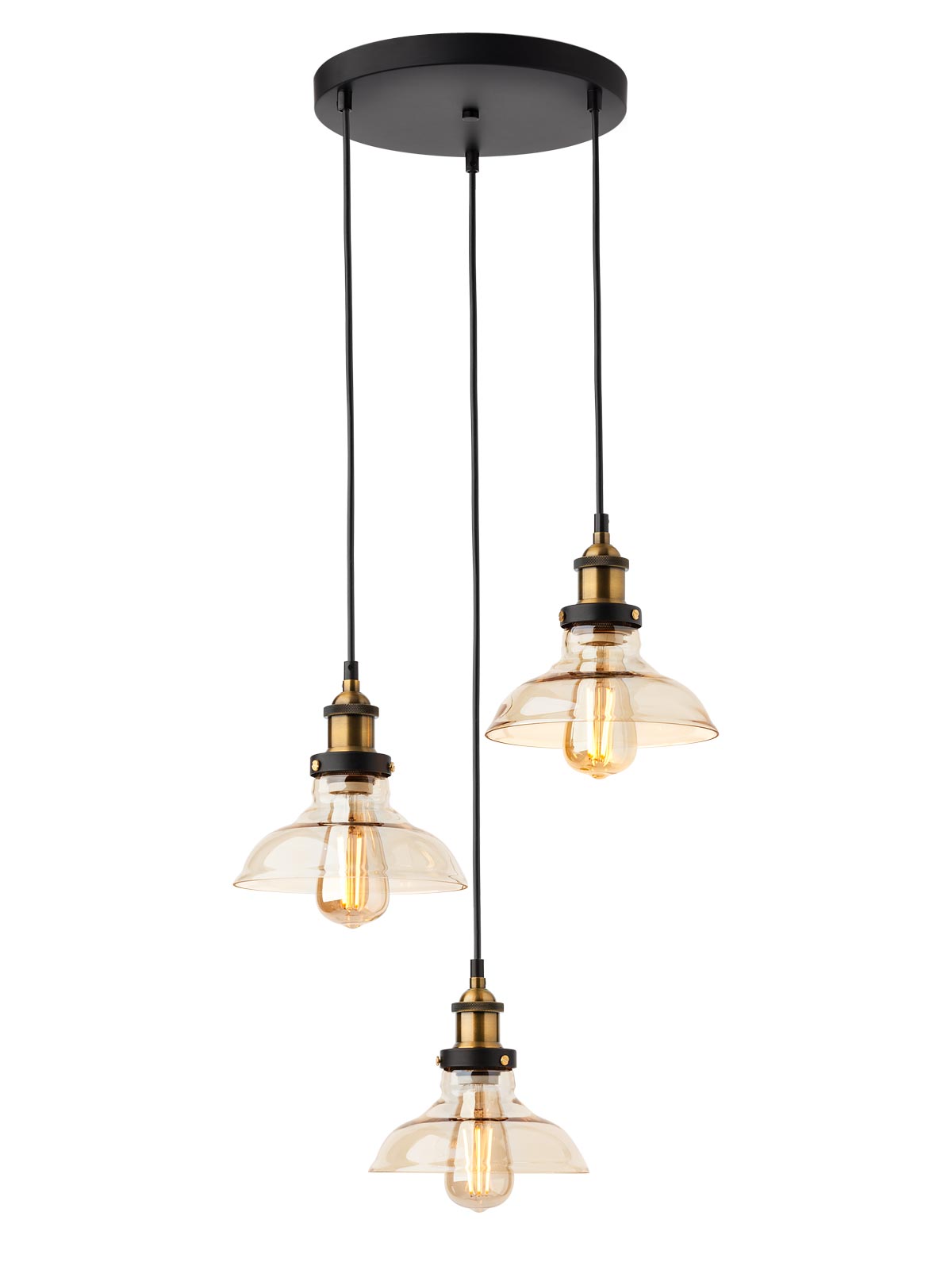 Lustra Saville, negru mat cu detalii bronz antichizat, 3xE27, Smarter 01-1004