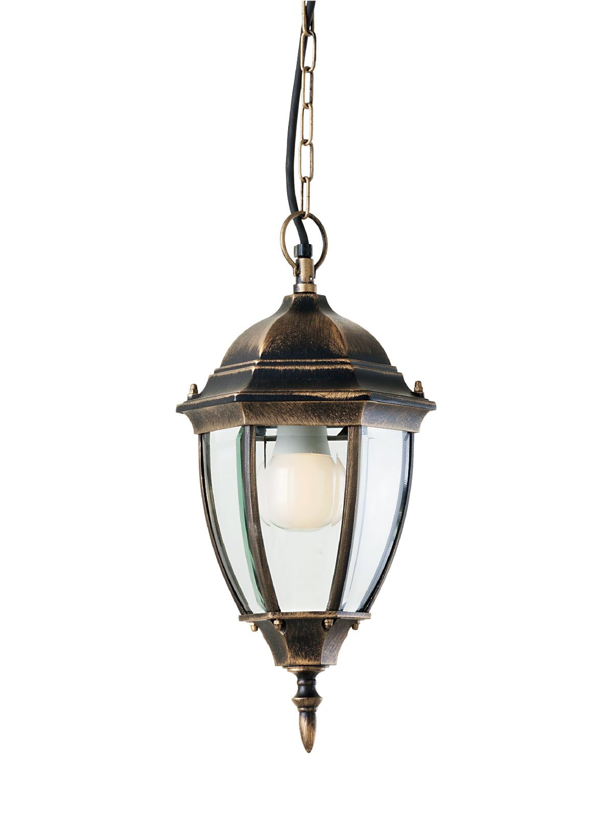 Lustra suspendata exterior SEVILLA, negru mat cu patina aurie, 1XE27, Smarter 9607