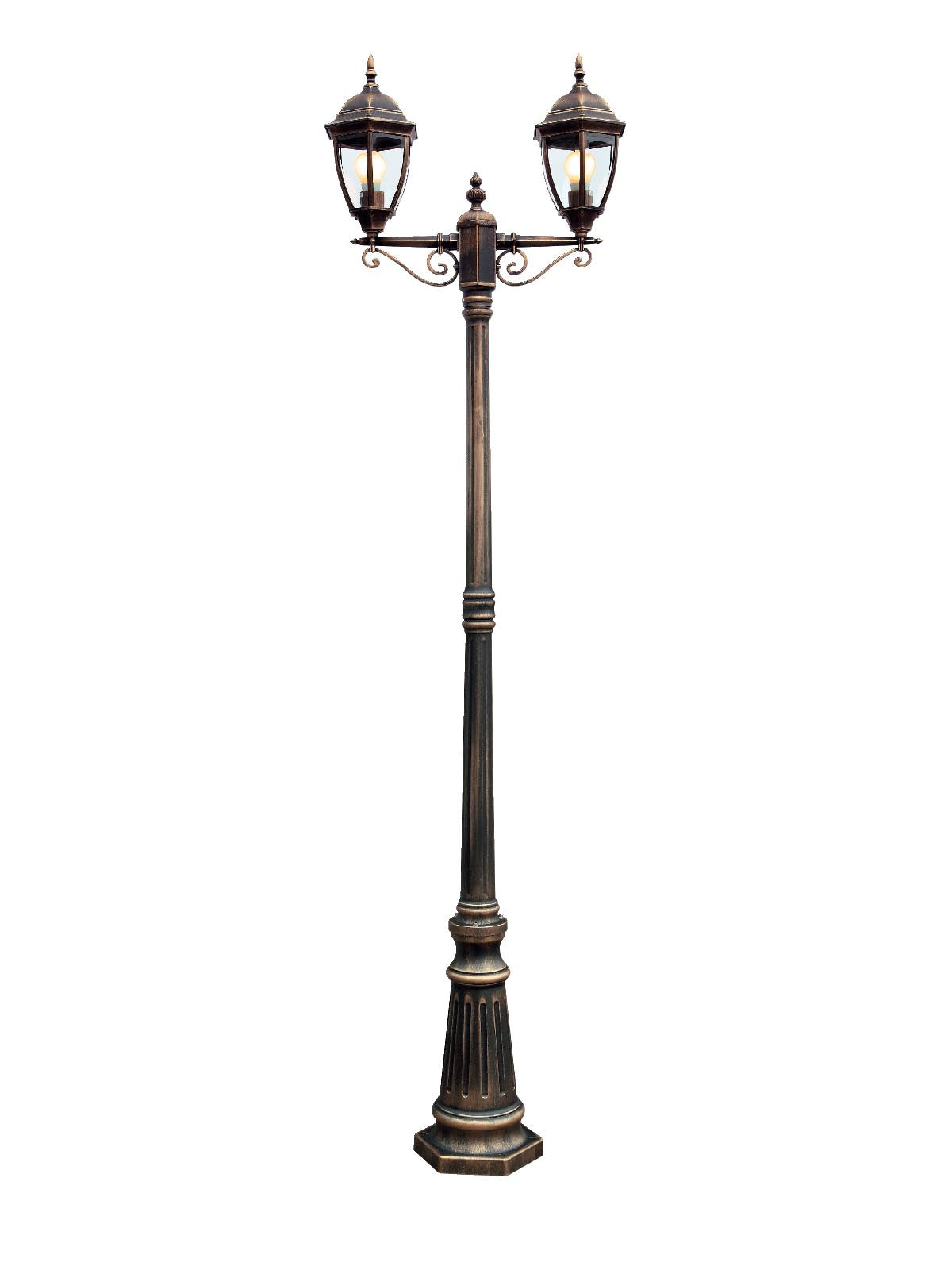 Stalp exterior SEVILLA, negru antic cu patina aurie, 2XE27, Smarter 9609