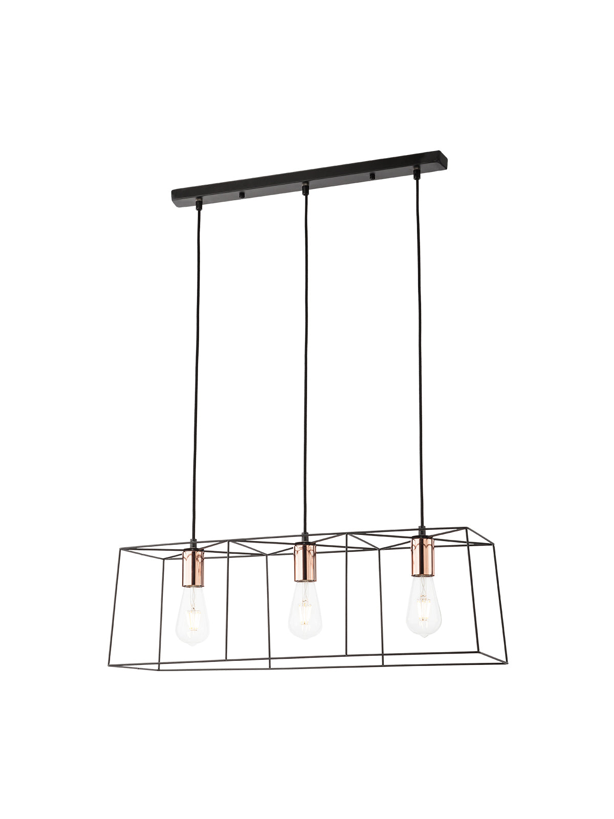 Lustra Sketch, negru cu detalii cupru, 3xE27, Smarter 01-1266