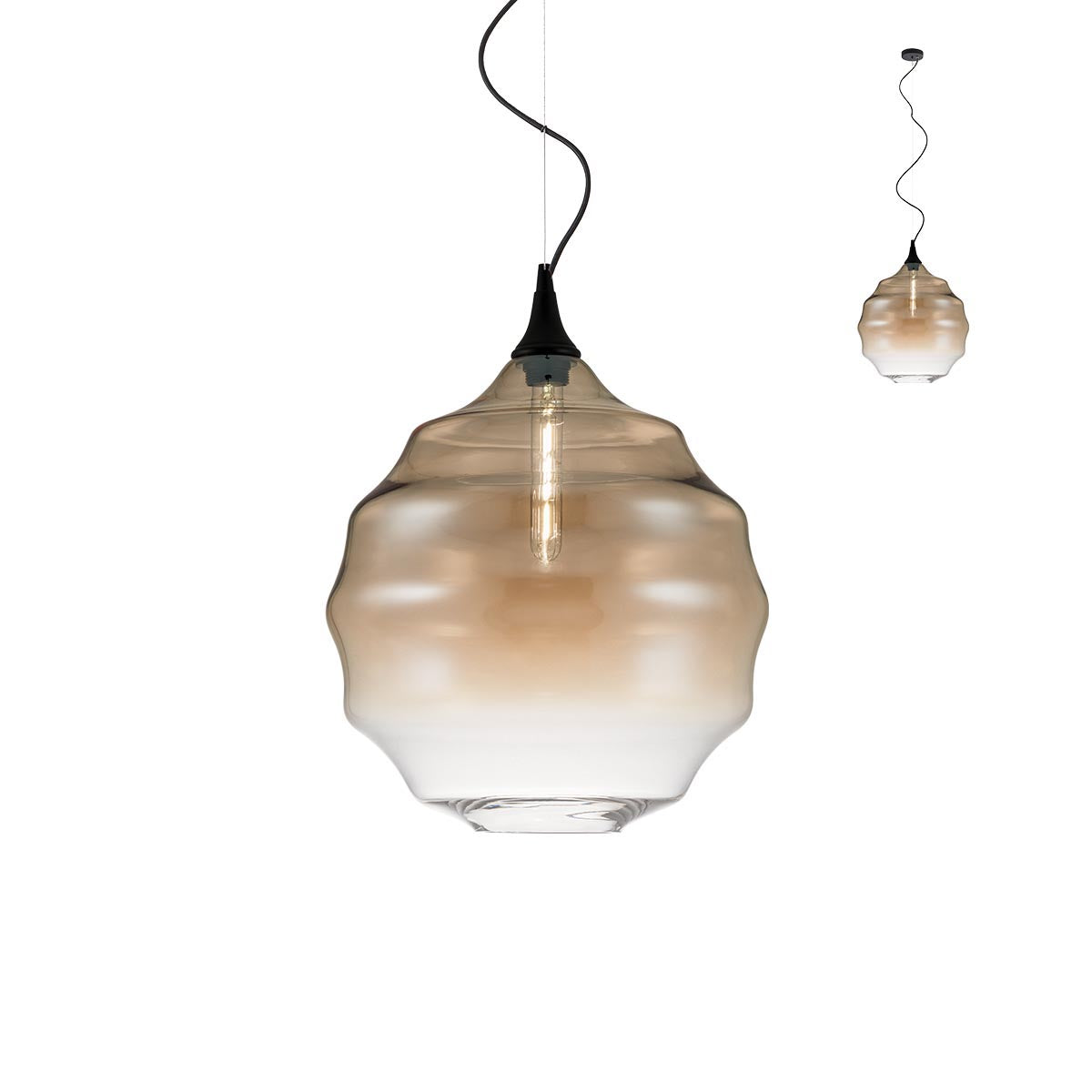 Lustra suspendata Slag, negru, sticla champagne, 1xE27, IP20, Redo, 01-1844