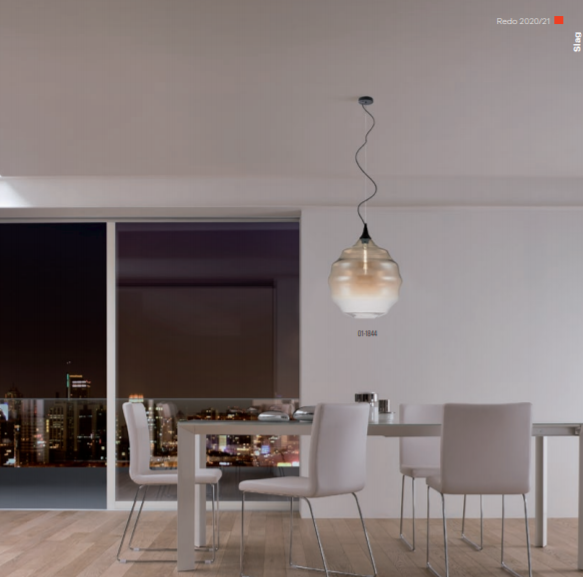 Lustra suspendata Slag, negru, sticla champagne, 1xE27, IP20, Redo, 01-1844