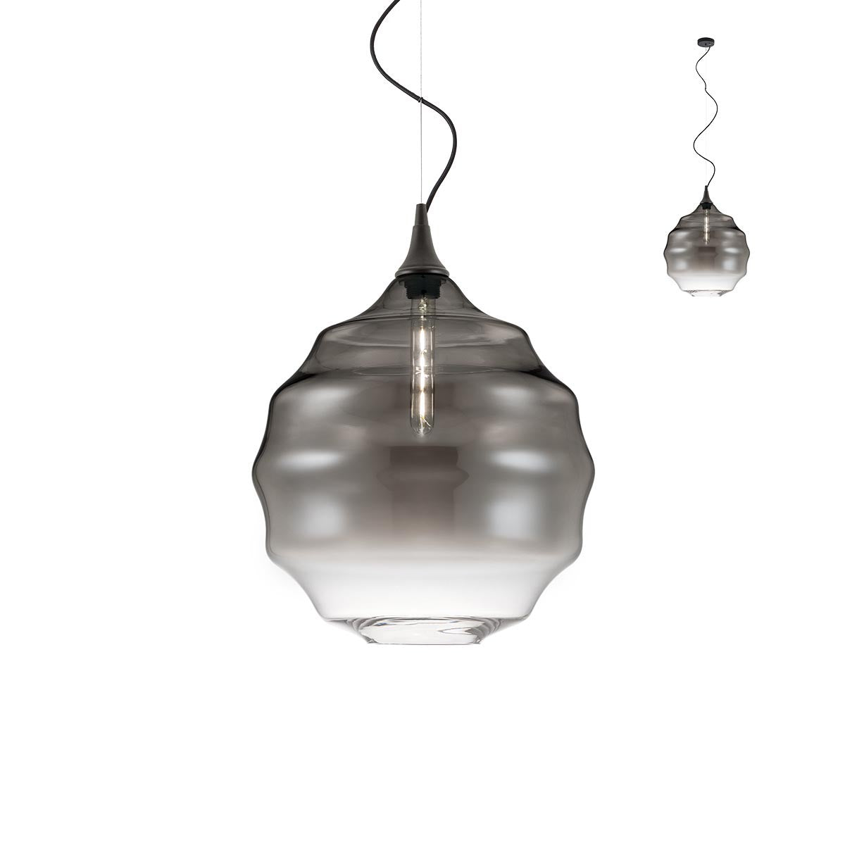 Lustra suspendata Slag, negru, sticla fumurie, 1xE27, IP20, Redo, 01-1845