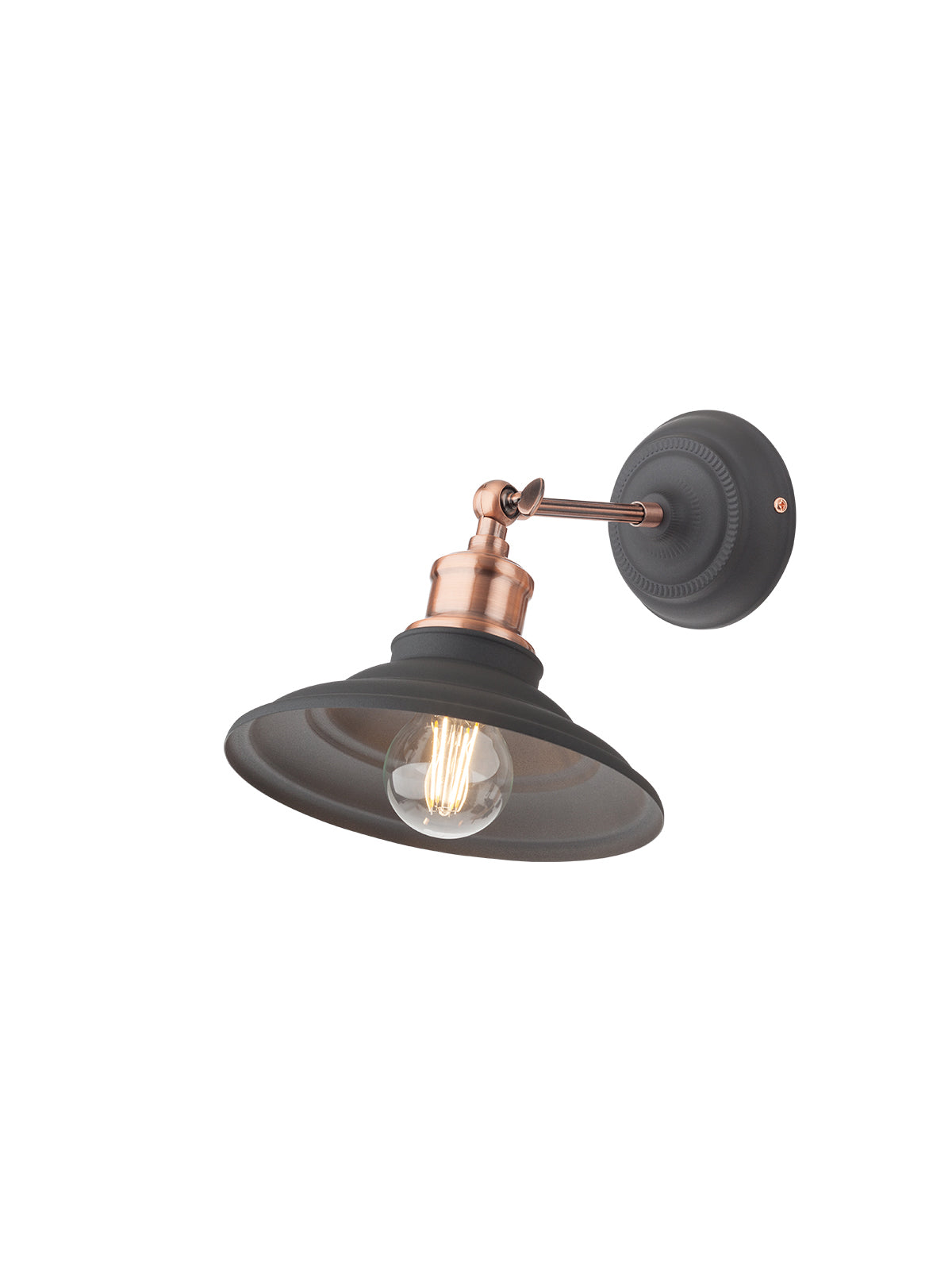 Aplica de perete SPINNER, negru mat detalii cupru antichizat, 1XE27, Smarter 01-1289