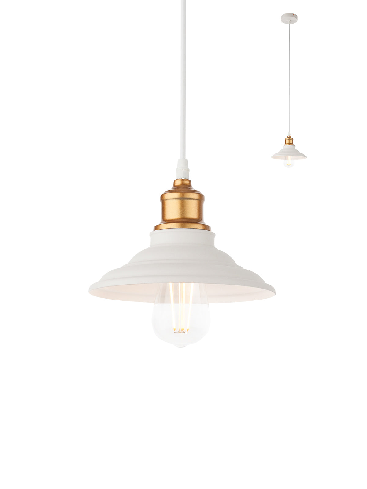 Lustra suspendata Spinner, alb mat cu detalii auriu antichizat, 1XE27, Smarter 01-1293