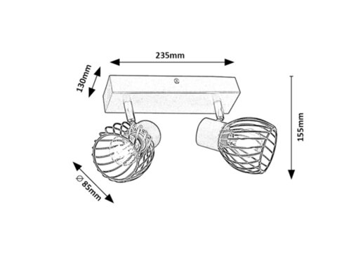 Spot Aberama, negru, E14 2X 10W, Rabalux 73002