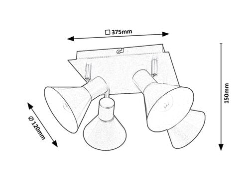 Spot Alvaro, negru mat, 4xE14 , Rabalux 3159