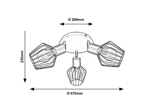 Spot Belano, negru, E27 3x 40W, Rabalux 3536