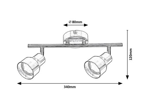 Spot Blake, crom satin, GU10 2x 50W, Rabalux 3184