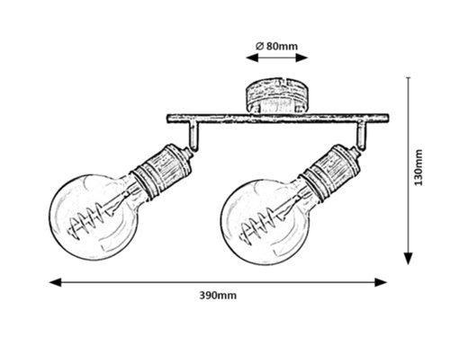Spot Fidel, auriu antic, E27 2x 25W, Rabalux 3215
