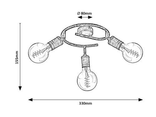 Spot Fidel, auriu antic, E27 3x 25W, Rabalux 3216