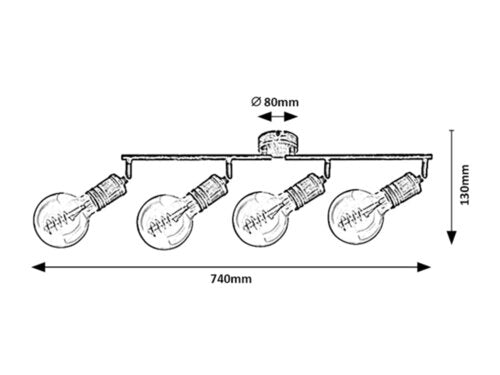 Spot Fidel, auriu antic, E27 4x 25W, Rabalux 3217