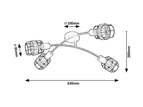 Spot Indiana, negru, 4xE14 , Rabalux 5282