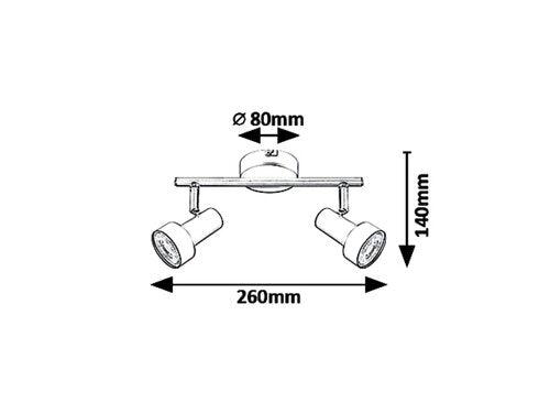 Spot Konrad, negru, 2xGU10, IP20, Rabalux, 5323