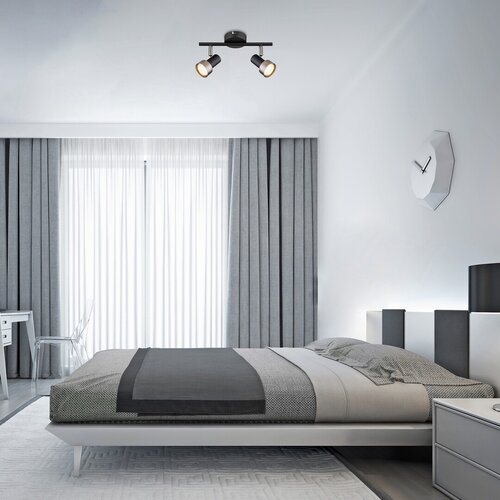 Spot Konrad, negru mat, GU10 2x 50W, Rabalux 73012