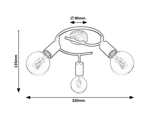 Spot Pablo, negru mat, E27 3x 40W, Rabalux 3978