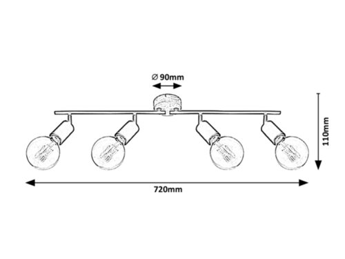 Spot Pablo, negru mat, E27 4x 40W, Rabalux 3979