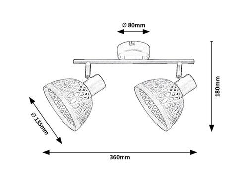 Spot Rattan, negru mat, 2xE14 , Rabalux 3134
