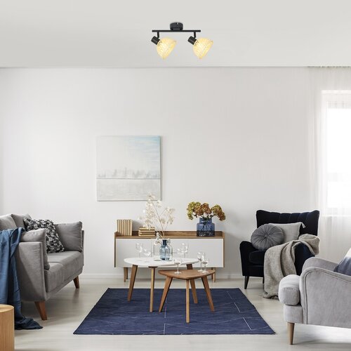 Spot Rattan, negru mat, 2xE14 , Rabalux 3134