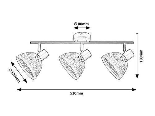 Spot Rattan, negru mat, 3xE14 , Rabalux 3135